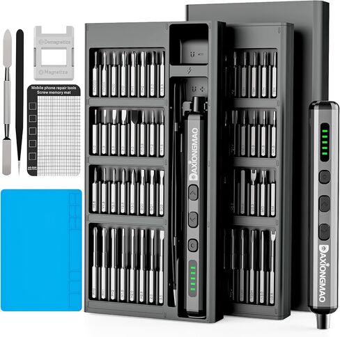 مفك براغي كهربائي، مجموعة مفك براغي 70 في 1، مفك براغي كهربائي صغير، طقم مفك براغي دقيق مع 64 S2Bits، مفك براغي صغير للنظارات، الساعة، الهاتف، الكمبيوتر المحمول، ماك بوك، الكمبيوتر الشخصي، هدايا للرجال in Kuwait