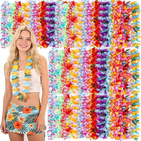 Atonofun 120 قطعة هاواي ليس السائبة، هاواي زهرة ليس لوا موضوع حزب الزينة الملونة قلادة زهرة الاستوائية للأطفال البالغين هاواي شاطئ لوا حزب تفضل اللوازم in Kuwait
