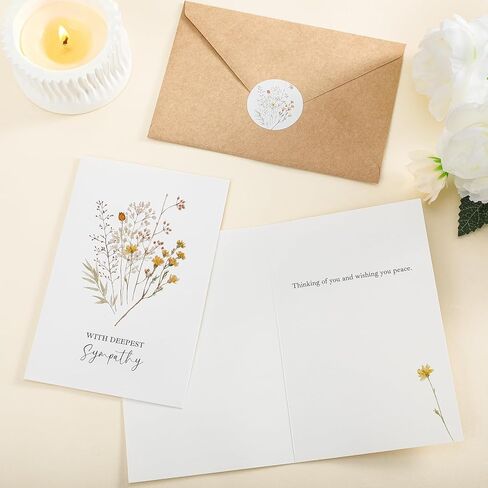 Sympathy Cards with Envelopes and Stickers 20 Pack Condolence Cards for Bereavement, Thinking of You, Sorry for your Loss Card - Floral and Feather Dove Assortment with Heartfelt Note in Kuwait