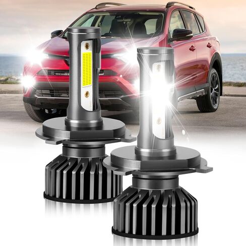 Fit For Toyota RAV4 2013 2014 2015 lights with Fan, 800% Super Bright Hi Lo Beam Light Bulbs, Plug and Play, 6500K Cool White 36000LM, Pack of 4 in Saudi Arabia