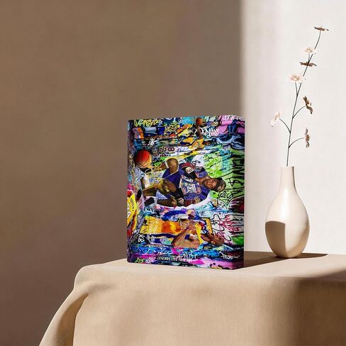 Kobe Bryant Canvas Wall Art Decor - Graffiti-Inspired Basketball Tribute Featuring Lakers Iconic Moments, Mamba Mentality Design for Living Room or Office Wall Decor 8X10 in Kuwait