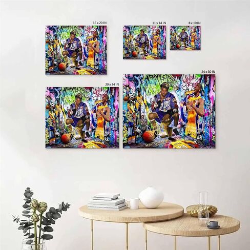 Kobe Bryant Canvas Wall Art Decor - Graffiti-Inspired Basketball Tribute Featuring Lakers Iconic Moments, Mamba Mentality Design for Living Room or Office Wall Decor 8X10 in Kuwait