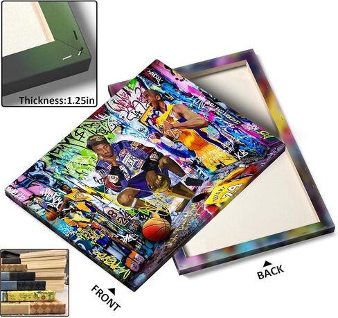 Kobe Bryant Canvas Wall Art Decor - Graffiti-Inspired Basketball Tribute Featuring Lakers Iconic Moments, Mamba Mentality Design for Living Room or Office Wall Decor 8X10 in Kuwait