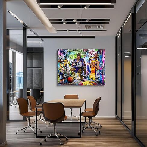 Kobe Bryant Canvas Wall Art Decor - Graffiti-Inspired Basketball Tribute Featuring Lakers Iconic Moments, Mamba Mentality Design for Living Room or Office Wall Decor 8X10 in Kuwait