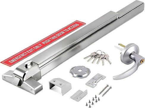 YUCHENGTECH Door Push Bar Panic Exit Device 31.5IN Panic Bars for Exit Door Stainless Steel Commercial Emergency Exit Device with Exterior Lever 6 Keys(31.5‘’ with Lock) in Kuwait
