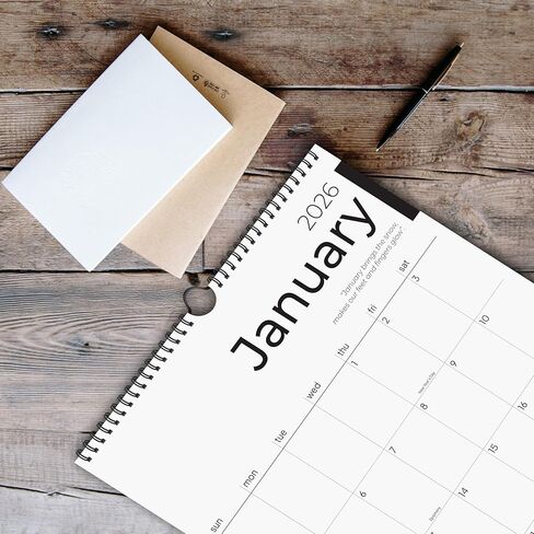2026 Calendar, 12 Months, January to December, 17" x 12", Large Wall Calendar 2026 with Hanger, Calendar 2026 for Wall, 2026 Calendar Planner, Thick Paper, Spiral Binding, Sleek Business Design. in Kuwait
