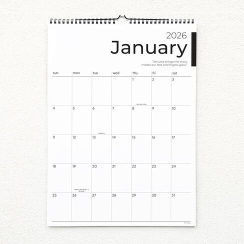 2026 Calendar, 12 Months, January to December, 17" x 12", Large Wall Calendar 2026 with Hanger, Calendar 2026 for Wall, 2026 Calendar Planner, Thick Paper, Spiral Binding, Sleek Business Design. in Kuwait