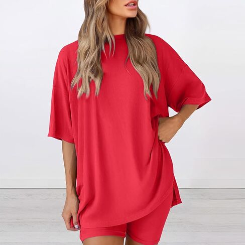 Womens Pajamas Sets, Oversized Casual Shirts, Two Piece Lounge Set Travel Outfit in Saudi Arabia