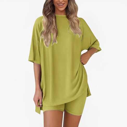 Womens Pajamas Sets, Oversized Casual Shirts, Two Piece Lounge Set Travel Outfit in Saudi Arabia