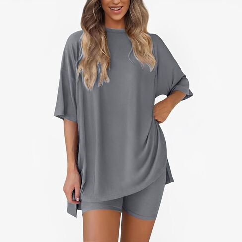 Womens Pajamas Sets, Oversized Casual Shirts, Two Piece Lounge Set Travel Outfit in Saudi Arabia