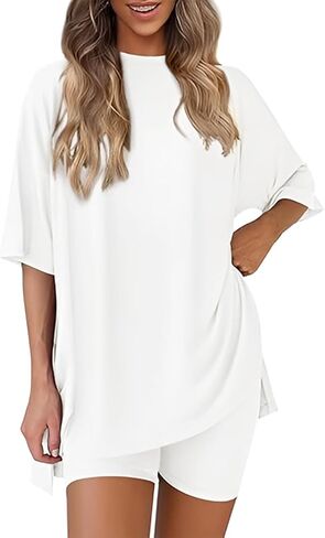 Womens Pajamas Sets, Oversized Casual Shirts, Two Piece Lounge Set Travel Outfit in Saudi Arabia