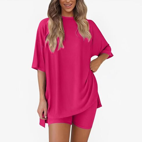 Womens Pajamas Sets, Oversized Casual Shirts, Two Piece Lounge Set Travel Outfit in Saudi Arabia