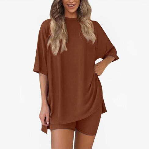 Womens Pajamas Sets, Oversized Casual Shirts, Two Piece Lounge Set Travel Outfit in Saudi Arabia