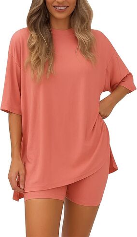 Womens Pajamas Sets, Oversized Casual Shirts, Two Piece Lounge Set Travel Outfit in Saudi Arabia