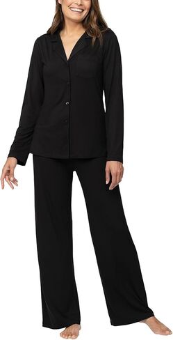 PajamaGram Naturally Nude Boyfriend Button Front Womens Pajama Sets - Sexy Pajama Set for Women - 2 Piece Sleepwear for Women in Kuwait