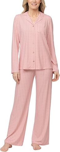 طقم بيجامة نسائي من PajamaGram ذو أزرار أمامية بشكل طبيعي - طقم بيجامة مثير للنساء - قطعتين ملابس نوم للنساء in Saudi Arabia