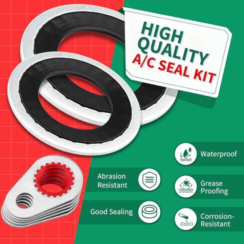 60 PCS A/C System Compressor Gasket Seals, 9 Sizes Automotive Air Conditioning Compressor Port Seal Washer Kit, Universal Repairs Gasket Bonded Seal Assortment Set in Kuwait