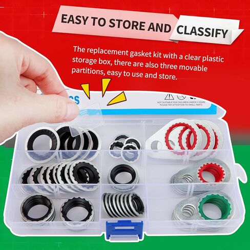 60 PCS A/C System Compressor Gasket Seals, 9 Sizes Automotive Air Conditioning Compressor Port Seal Washer Kit, Universal Repairs Gasket Bonded Seal Assortment Set in Kuwait