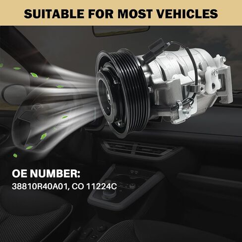Air Conditioner AC Compressor with A/C Clutch for Honda Accord 2008-2012 2.4L,for Crosstour 2012-2015 2.4L,Replaces CO 11224C, 158333, 157333, 38810R40A01, 38900R40A01, 38924R40A01 in Saudi Arabia