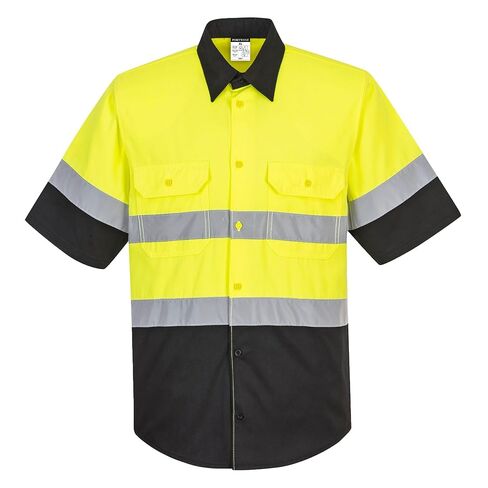 Portwest E067 Two Tone Short Sleeve ANSI Work Shirt Yellow/Black, X-Large in Saudi Arabia