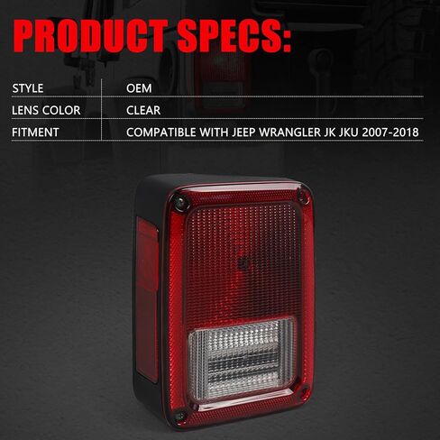ضوء الذيل الأيسر لسيارة جيب رانجلر JK JKU 2007-2018، [معتمد من وزارة النقل] [OEM] [Plug n Play] ملحقات Jeep JK (جانب السائق) in Kuwait