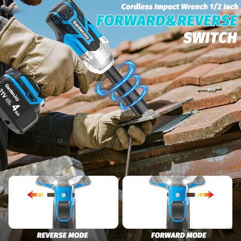 مفتاح ربط صدمي لاسلكي 1/2 بدون فرش، مسدس تأثير بقوة 21 فولت مع 3 سرعات متغيرة، أقصى عزم دوران 450 قدم رطل (600 نيوتن متر)، بطارية وشاحن 4.0 أمبير، 6 قطع مقابس صدمية، مفتاح ربط كهربائي لمنزل السيارة in Kuwait