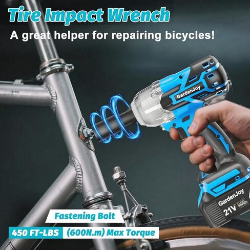 مفتاح ربط صدمي لاسلكي 1/2 بدون فرش، مسدس تأثير بقوة 21 فولت مع 3 سرعات متغيرة، أقصى عزم دوران 450 قدم رطل (600 نيوتن متر)، بطارية وشاحن 4.0 أمبير، 6 قطع مقابس صدمية، مفتاح ربط كهربائي لمنزل السيارة in Kuwait