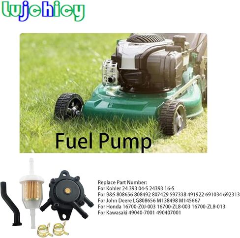 808656 491922 Fuel Pump for B&S Lawn Mower Tractor Gas Fuel Pump & 596163 Vacuum Hose with AM116304 Fuel Filter for Hon&da Yamaha 691034 692313 808492 J&D Koh&ler 17HP-25 HP Small Engine in Kuwait