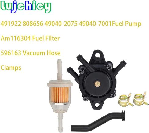 808656 491922 Fuel Pump for B&S Lawn Mower Tractor Gas Fuel Pump & 596163 Vacuum Hose with AM116304 Fuel Filter for Hon&da Yamaha 691034 692313 808492 J&D Koh&ler 17HP-25 HP Small Engine in Kuwait