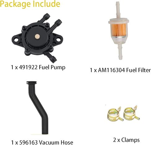 808656 491922 Fuel Pump for B&S Lawn Mower Tractor Gas Fuel Pump & 596163 Vacuum Hose with AM116304 Fuel Filter for Hon&da Yamaha 691034 692313 808492 J&D Koh&ler 17HP-25 HP Small Engine in Kuwait
