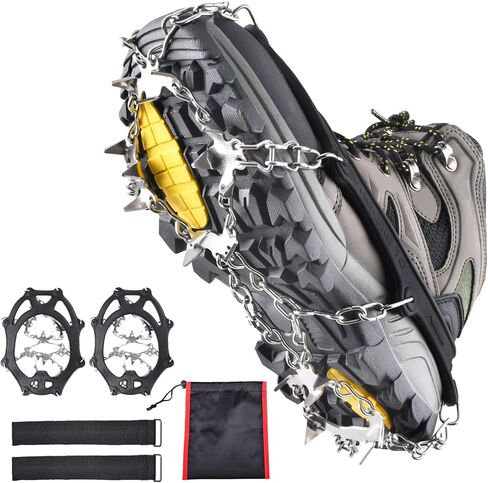 Azarxis Walk Traction Ice Snow Cleat Treads Grips Grippers Crampons Creepers with 19 Spikes for Shoes Boots Men Women Walking Climbing Hiking Fishing Heavy Duty Anti Slip Stainless Steel in Kuwait