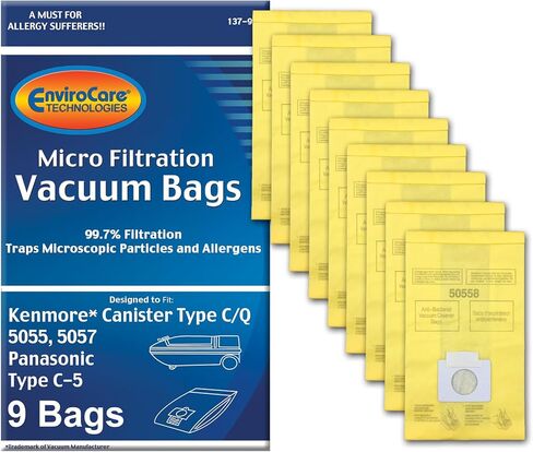EnviroCare Replacement Vacuum Cleaner Bags made to fit Kenmore Canister Type C or Q 50555, 50558, 50557 and Panasonic Type C-5 9 pack in Kuwait