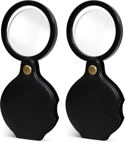 عدسة مكبرة صغيرة 2pcsUpgrade 10x للأطفال وكبار السن، عدسة مكبرة للجيب مع غمد واقي، عدسة مكبرة صغيرة قابلة للطي للقراءة، العمل عن قرب، الإصلاح، هواية أو عملات معدنية (7 سم) (6 سم) in Kuwait