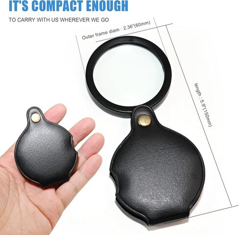 عدسة مكبرة صغيرة 2pcsUpgrade 10x للأطفال وكبار السن، عدسة مكبرة للجيب مع غمد واقي، عدسة مكبرة صغيرة قابلة للطي للقراءة، العمل عن قرب، الإصلاح، هواية أو عملات معدنية (7 سم) (6 سم) in Kuwait