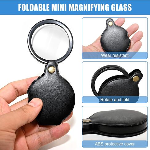 عدسة مكبرة صغيرة 2pcsUpgrade 10x للأطفال وكبار السن، عدسة مكبرة للجيب مع غمد واقي، عدسة مكبرة صغيرة قابلة للطي للقراءة، العمل عن قرب، الإصلاح، هواية أو عملات معدنية (7 سم) (6 سم) in Kuwait