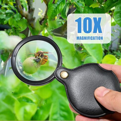 عدسة مكبرة صغيرة 2pcsUpgrade 10x للأطفال وكبار السن، عدسة مكبرة للجيب مع غمد واقي، عدسة مكبرة صغيرة قابلة للطي للقراءة، العمل عن قرب، الإصلاح، هواية أو عملات معدنية (7 سم) (6 سم) in Kuwait