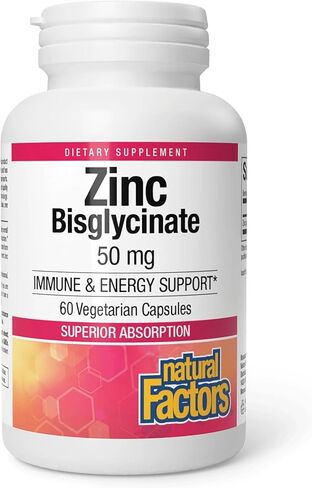 Natural Factors Zinc Bisglycinate, 50 mg, 60 Vegetarian Capsules in Kuwait
