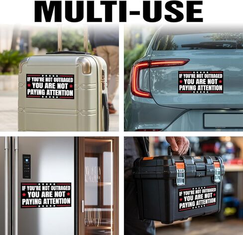 Magnet If You're Not Outraged You are Not Paying Attention Magnet Bumper Sticker Magnetic Sticker for Truck Wall Door Bumper Car 7.5x3.75in in Saudi Arabia