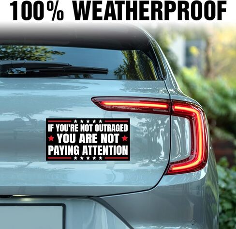 Magnet If You're Not Outraged You are Not Paying Attention Magnet Bumper Sticker Magnetic Sticker for Truck Wall Door Bumper Car 7.5x3.75in in Saudi Arabia