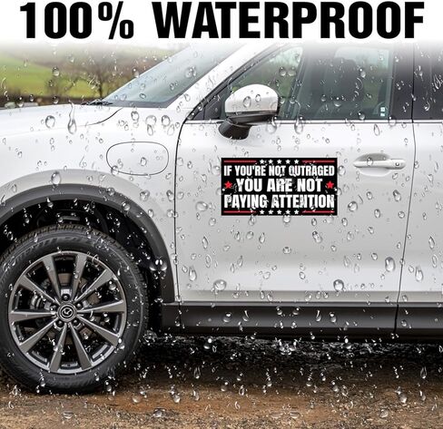 Magnet If You're Not Outraged You are Not Paying Attention Magnet Bumper Sticker Magnetic Sticker for Truck Wall Door Bumper Car 7.5x3.75in in Saudi Arabia