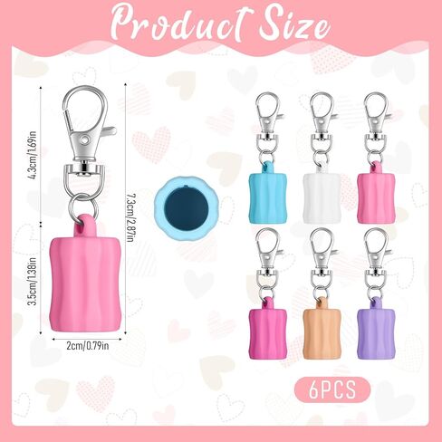 6 قطع من سلسلة مفاتيح ملمع الشفاه، سلسلة مفاتيح حامل ملمع الشفاه من السيليكون، سلاسل مفاتيح ملونة قابلة للحمل بغطاء ملمع الشفاه للمحفظة والمحفظة وحقيبة الظهر وإكسسوارات المفاتيح الساحرة، 6 ألوان in Kuwait