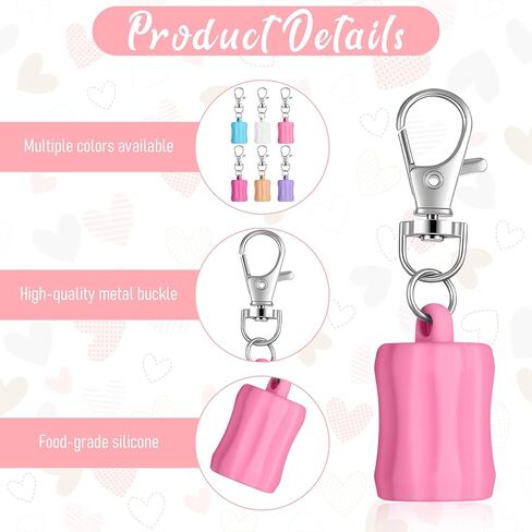 6 قطع من سلسلة مفاتيح ملمع الشفاه، سلسلة مفاتيح حامل ملمع الشفاه من السيليكون، سلاسل مفاتيح ملونة قابلة للحمل بغطاء ملمع الشفاه للمحفظة والمحفظة وحقيبة الظهر وإكسسوارات المفاتيح الساحرة، 6 ألوان in Kuwait