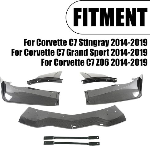 5 قطع من الفاصل الأمامي ترقية إلى شفة المصد الأمامي طراز ZR1 مع جناح لسيارة كورفيت C7 2014-2019 ستينغراي/جراند سبورت/Z06 مصنوعة من ألياف الكربون ABS إضافة إلى طقم الجسم in Kuwait