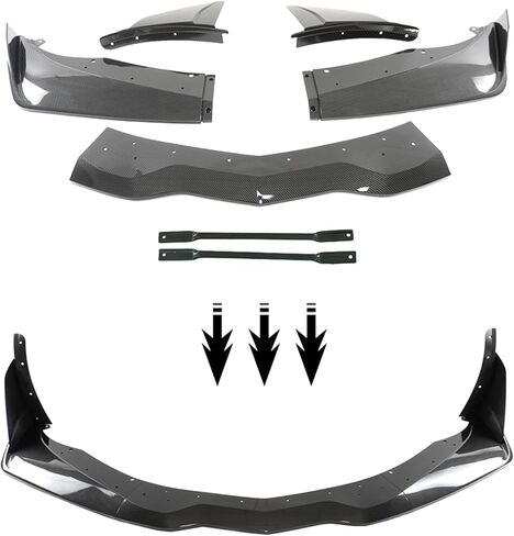 5 قطع من الفاصل الأمامي ترقية إلى شفة المصد الأمامي طراز ZR1 مع جناح لسيارة كورفيت C7 2014-2019 ستينغراي/جراند سبورت/Z06 مصنوعة من ألياف الكربون ABS إضافة إلى طقم الجسم in Kuwait