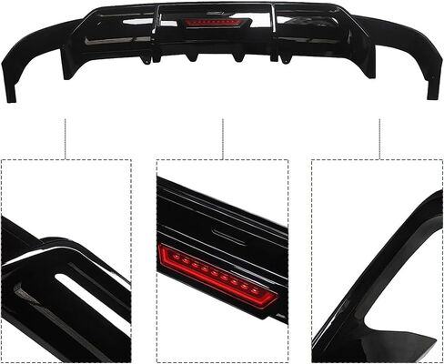 Rear Lip Bumper Diffuser Compatible with Toyota Camry 2018-2022 SE XSE Rear Body Splitter Valance w/LED Light Sports Style 3PCS (Glossy Black) in Kuwait