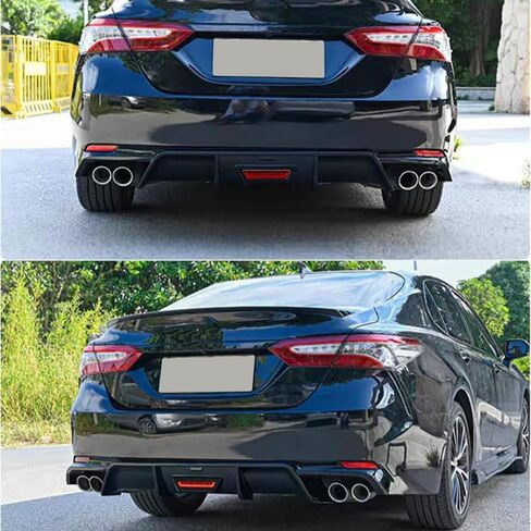 Rear Lip Bumper Diffuser Compatible with Toyota Camry 2018-2022 SE XSE Rear Body Splitter Valance w/LED Light Sports Style 3PCS (Glossy Black) in Kuwait