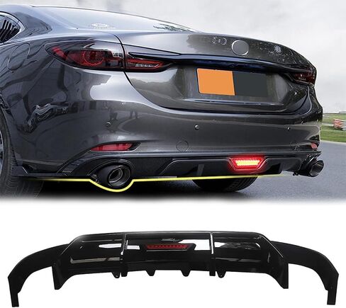 Rear Lip Bumper Diffuser Compatible with Toyota Camry 2018-2022 SE XSE Rear Body Splitter Valance w/LED Light Sports Style 3PCS (Glossy Black) in Kuwait