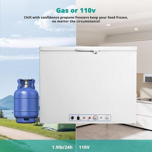SMETA 12 فولت ثلاجة محمولة البروبان الفريزر RV الفريزر 110/12 فولت الصدر التخييم في الهواء الطلق الفريزر العميق الكهربائية LPG AC / DC 3-way امتصاص الغاز الصدر الفريزر برودة قبالة الشمسية لRV، 2.4 قدم مكعب، أسود مع قفل in Kuwait