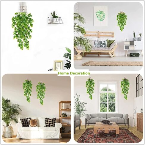 2pcs Artificial Monstera Greenery Plastic Hanging Decor for Indoor Outdoor Wall House Wedding Patios Porches Decor,73 * 3 * 0.5cm in Saudi Arabia