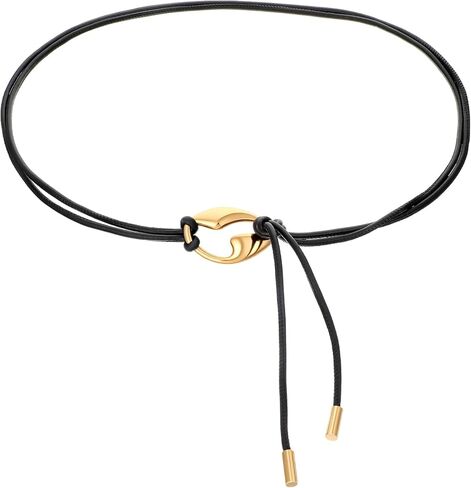 TIESOME Tie Belt, Rope Style Thin Black Leather Tie Belts With Gold Buckle, Boho Waist Belt For Dresses Skirts Jeans Pants, Adjustable Casual & Formal in Saudi Arabia